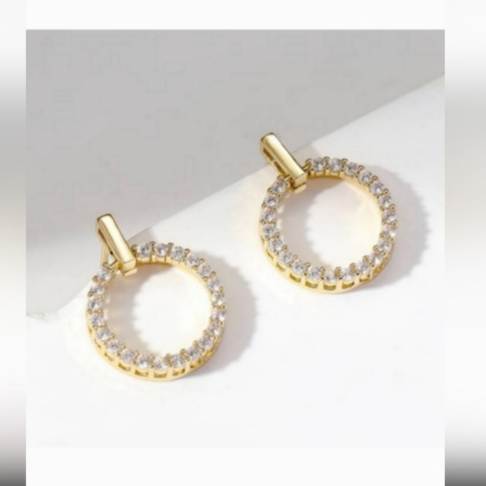 Cubic Zirconia Gold Earrings